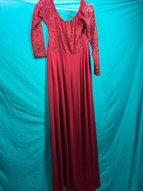 Molli Red Lace Bodice Long Sleeve Maxi Dress